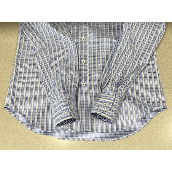 Bugatchi Uomo Shaped Fit Men Size Small Check Flip Cuffs Long Sleeve Dress Shirt - Picture 5 of 12